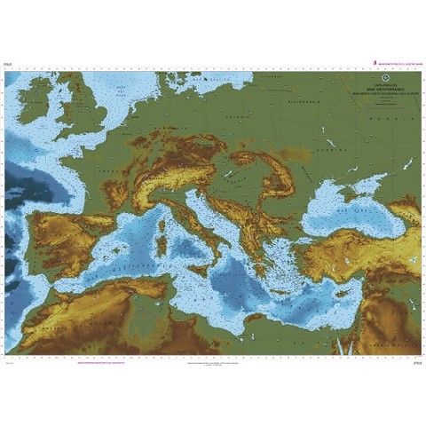 Carta Fisica - Mar Mediterraneo, Mar Nero e coste occidentali dell’Europa